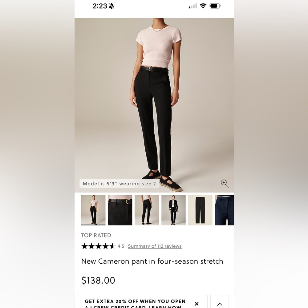 J Crew Cameron Women's Navy Pants